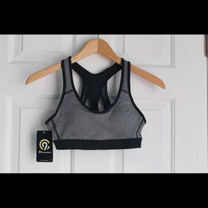 Grey and black champion sports bra
